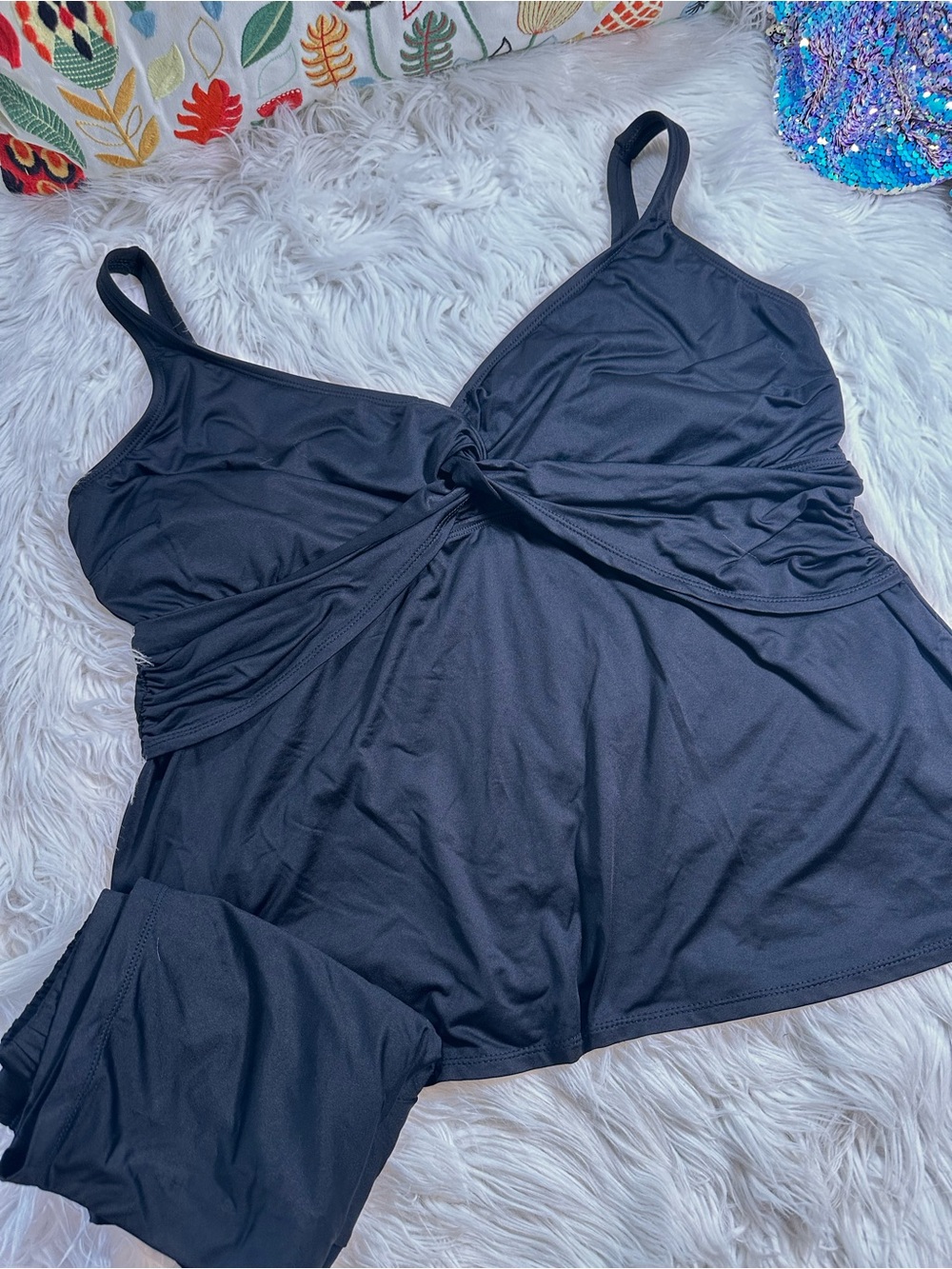 Apt 9 • Women’s Wrap Style Tankini with Silky Swim Shorts - Picture 3 of 12